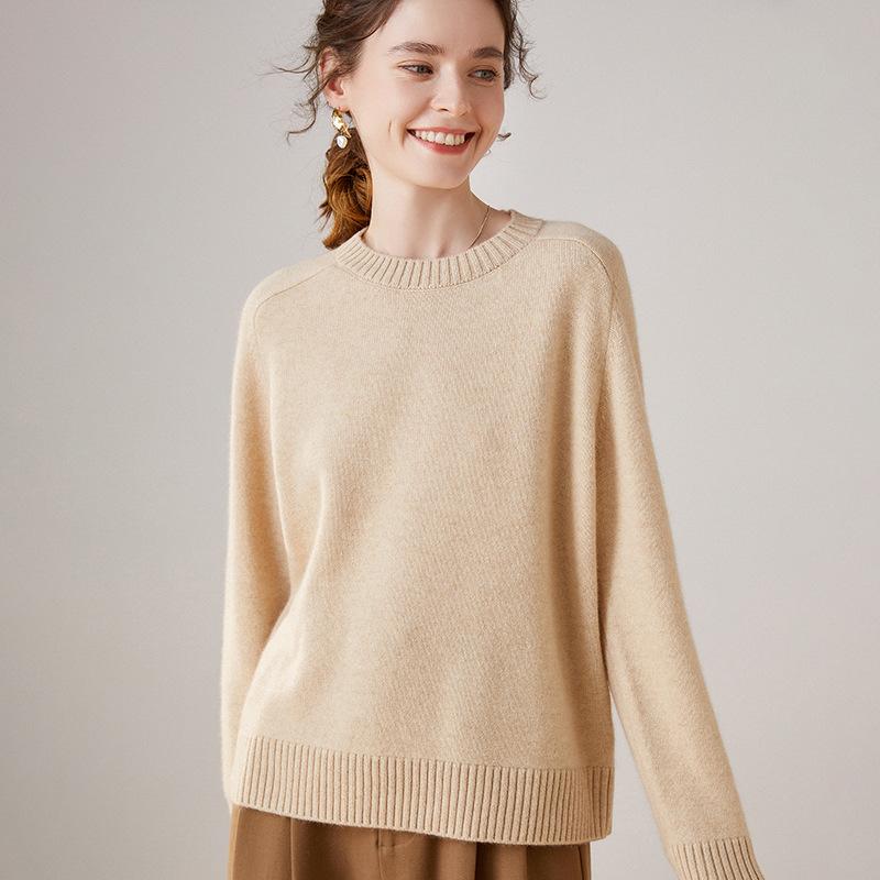 ニットセーター レディース 秋冬 カシミヤ 厚手 ラウンドネック 肩落ち 単色 ゆったり スリム 合わせやすい 暖か 柔らかい ベーシック トップス｜SEIYUショップ