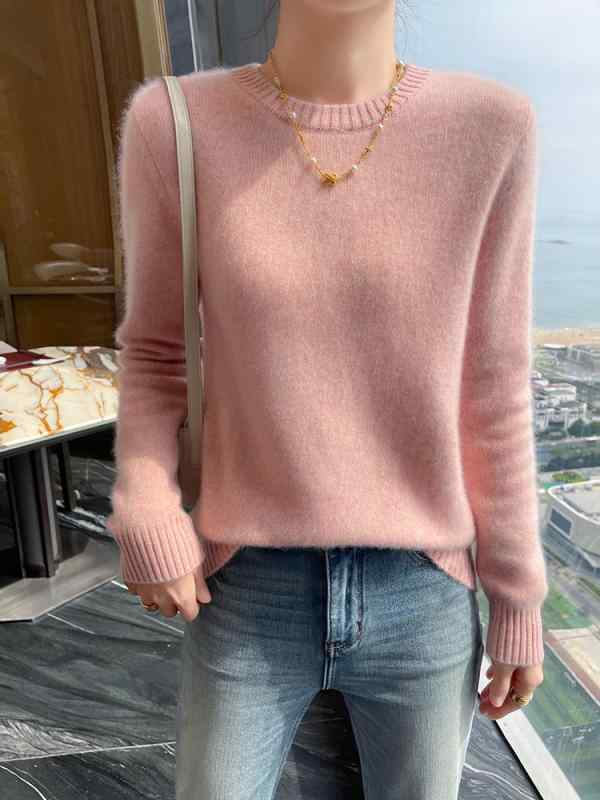 秋冬 レディース 朦々たる カシミール 丸首 ゆったり 無地 ティーシャツ スウェーター 生あたたかい もの柔らか 表現スタイル引きあげる 第一義的 普段使い走り トップス