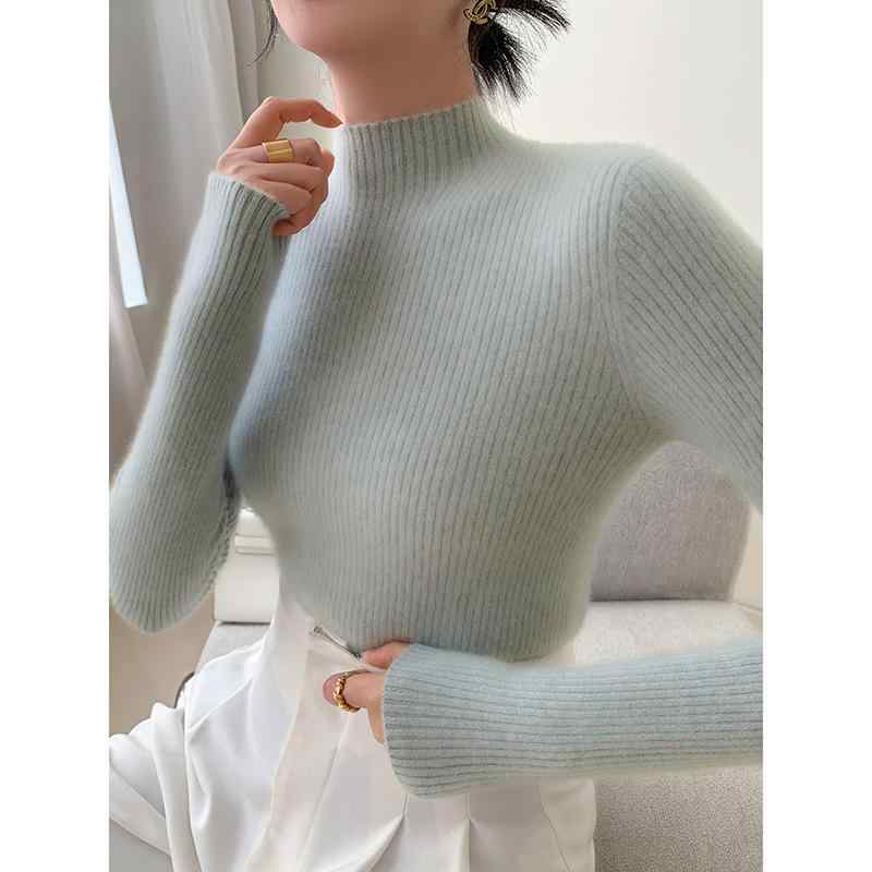カシミール 編み物 スウェーター レディース 秋冬 シームレス 二分の一 ハイネック 分かりやすい か細い 相応う 第一義的 トップス 生あたたかい 羊毛 混紡 もの柔らか 原材料 花の冠yd 肌付き