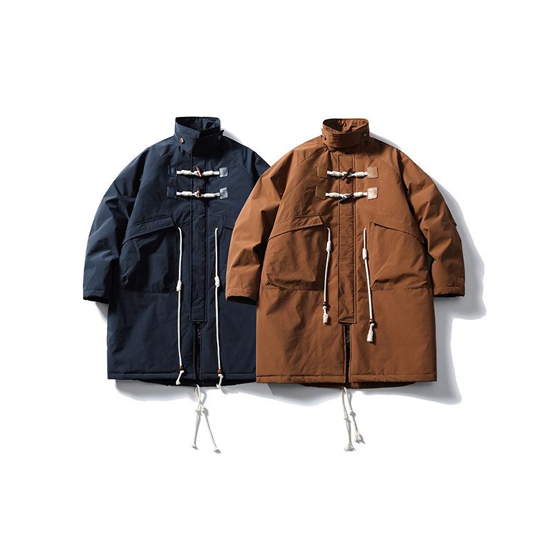 ロング厚地の外套 冬用 綿原料品 牛角名取り草 生あたたかい 日常使い走り ロング丈 秋冬 綿織物 朦々たる