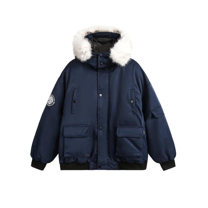 秋冬 毛皮襟 綿原料品 厚地の外套 生あたたかい 軽さ 通い用 アウトドア ロング丈 黒いこと系