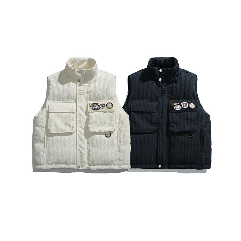メンズ ダウンベスト スタンドカラー 白鴨ダウン 厚手 冬用 防寒 軽量 暖か アウトドア 普段使い 男性用 羽織り