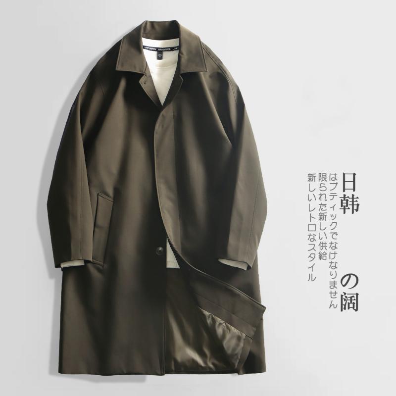 厚地の外套 メンズ 真っただ中ロング丈 膝下丈 トレンチコート ゆったり ビッグ影ぼうし 流行り物 アウター 秋冬   心地好い 普段使い
