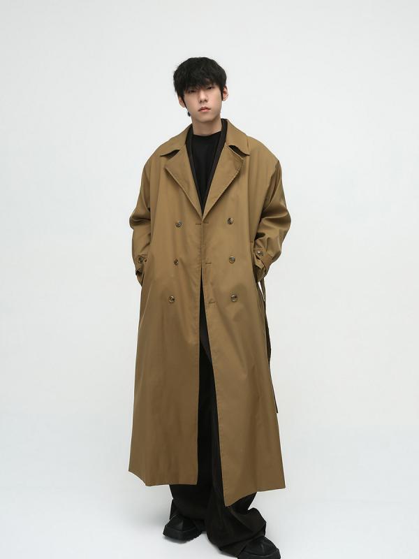 男性用 ロングコート ゆったりシルエット ダブルブレスト ベルト付き 韓国風 アウター 秋冬 カジュアル スタイリッシュ｜SEIYUショップ