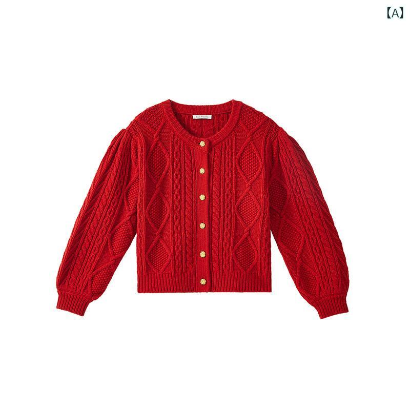 レディース 編み物 ティーシャツ ブルーウェディアンの佇まいのある真っ赤花柄ティーシャツは.レディース小っちゃい冬用絨毛編み物ジレーです。 朦朦たるお上さん用公々然たるジレー。