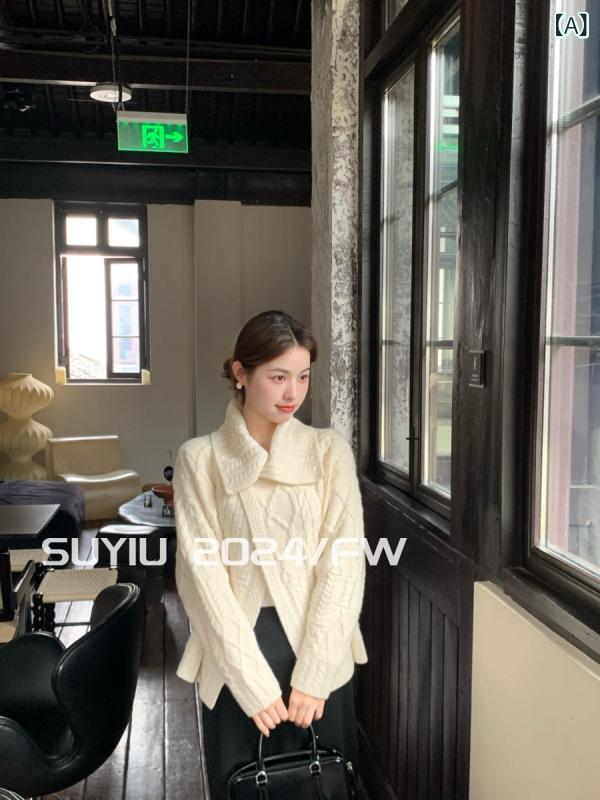 レディース 編み物 スウェーター 2024年冬期に向けて.重工翻??花毛衣厚地の外套お上さん用が御出まし。この冬.法国風の返り咲き表現スタイルでありながらも何にでも合わせ分かりやすい。