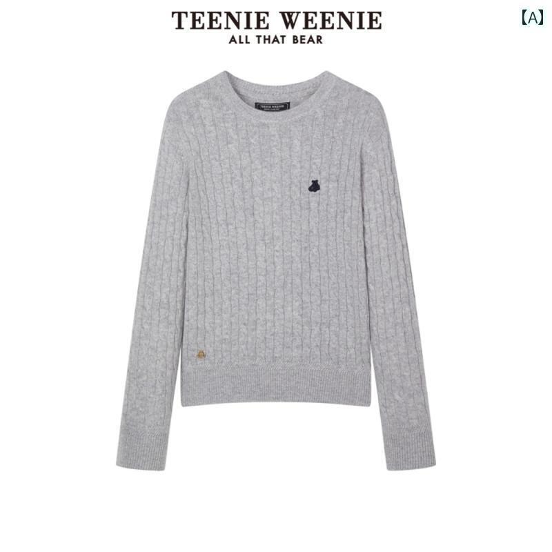 TeenieWeenieの小さな女性向けの冬のシンプルでカジュアルなローシャ製のモヘアセーターは、山羊の毛糸で編まれた上着です。