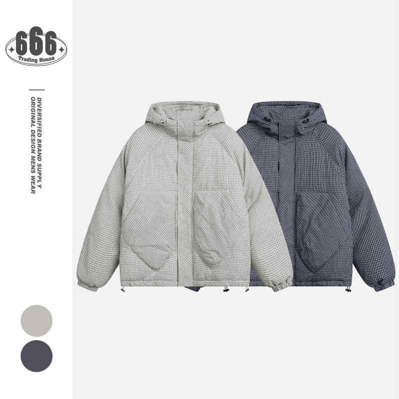 メンズ ボンネット付き添い人綿織物上衣 照合のしるし柄 心地よい 細工物表現スタイル 秋冬 アウター 綿原料品 情の籠もった 日常使い走り
