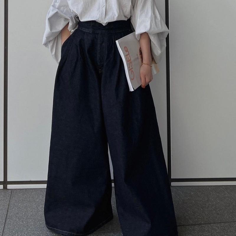 レディース ハイウエスト ワイドレッグ デニムパンツ ゆったり スリム Aライン ロングパンツ 夏 カジュアル レトロ デニム素材 ストレッチ 普段使い 通勤