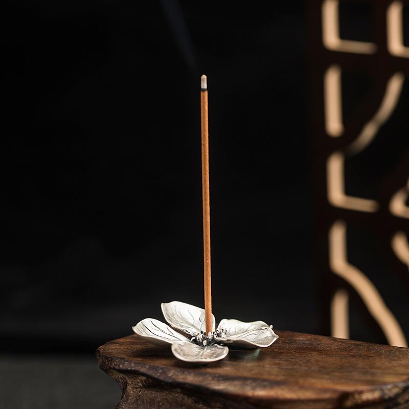 香立て 925 しろがね色 海棠 花 画題 茶? 飾りつけ はたご屋感覚 保持者 身寄り用 室内装飾 付属物 ホームデコ