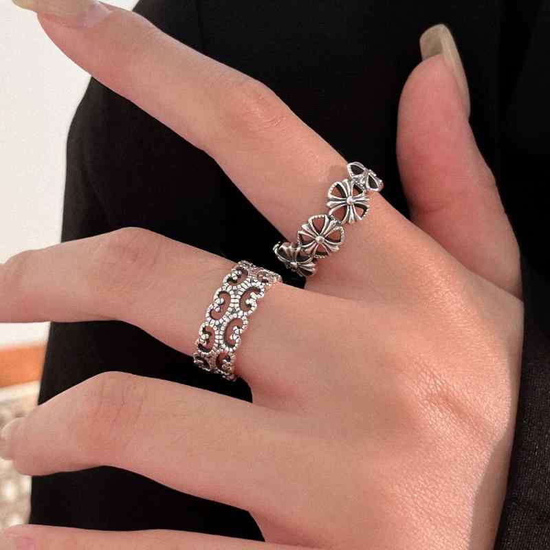 指輪 レディース シルバー 純銀 レトロ クロス 開口式 韓国風 個性 百搭 リング 女性用 スタイリッシュ 普段使い 万能 デザイン アクセサリー ファッション ジュエリー 開閉可能 モダン シンプル 洗練