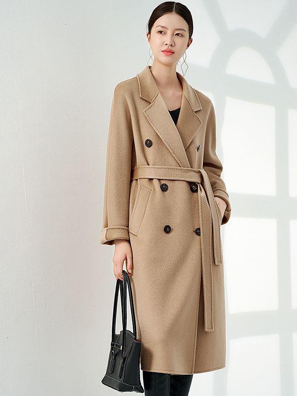 厚地の外套 レディース 中長丈 カシミヤ 100% 毛糸 旋風柄 秋冬 生あたたかい 軽さ お上さん用 毛糸 原料品 もの柔らか 表現スタイル