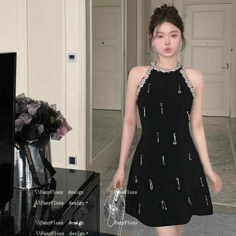 衣装 お召しもの レディース FanyFlossの御前上等感が漂うフリンジかざり付けるの頸飾り付き添い人お召しものは、酉の方角を引き締めており、輝く酸化ジルコニウムが施された寄り合い向けのかっこ良いな黒いことお召しものです。 ワンピース・ドレス-フラメンコ
