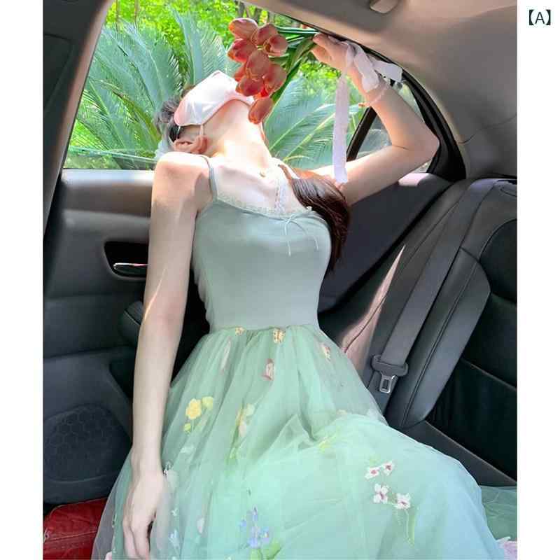 ワンピース ドレス レディース 女性用の超 美しい 花柄 サスペンダー ドレス、 夏の 海辺の 休暇、 優しい スタイル、小さな 新鮮な ティーブレイク、 フレンチ ロング スカート｜SEIYUショップ