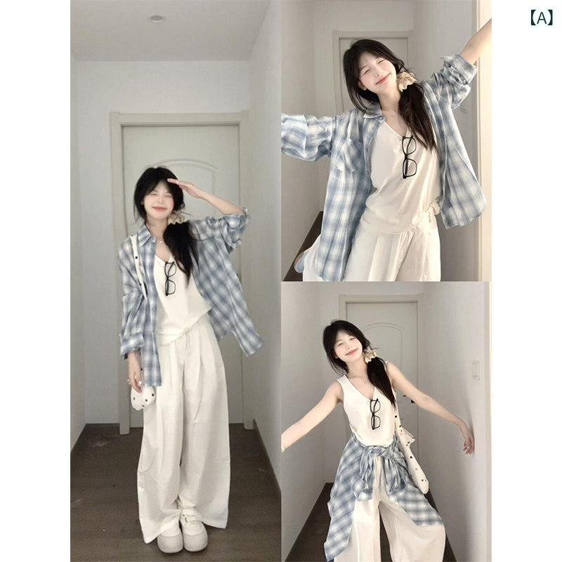 チェック柄 シャツ レディース 韓国 風の 年齢を 減らす 長袖 チェック シャツ 女性用 春と 秋 2024 新しい 日焼け 防止 シャツ 高級 気質 トップ ジャケット