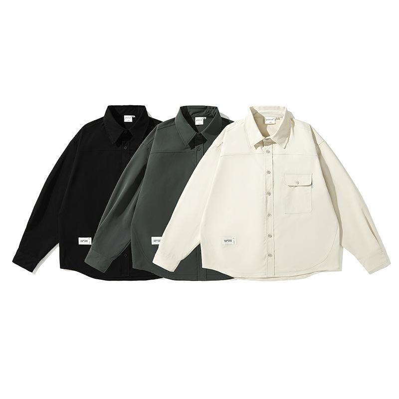 メンズ シャツ ゆったり トップス シンプル デザイン カジュアル スタイル ワーク ジャケット 春夏 普段使い 軽量 コットン 混紡