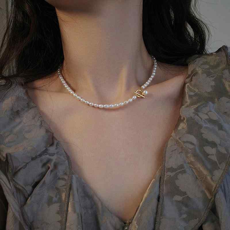 レディース 天然淡水パール ネックレス 小粒パール ロングチェーン 高級感 秋冬 ニット セーター トップス アクセサリー ジュエリー 淡水真珠 装飾品