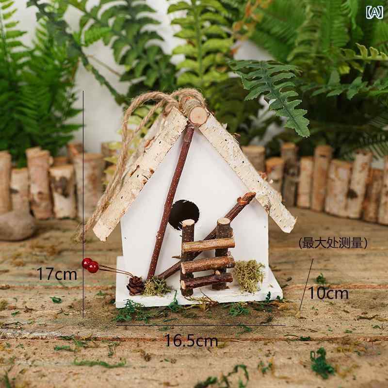 送料無料　おもちゃ　ホビー 自然の 森の 鳥の 家、 木製の 家の 装飾、 手作りの小さな 食料 品、 庭の 中庭の シーンの レイアウト