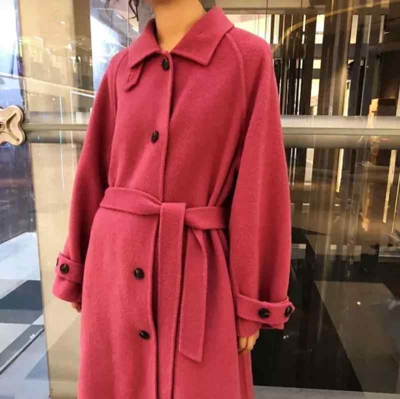 レディース 秋冬 ロング厚地の外套 リヴァーシブル 両面 手工芸 さくら色さくら色 さくら色系 色つや繰り上げる 情の籠もった アウター 日常使い走り 今めかしい