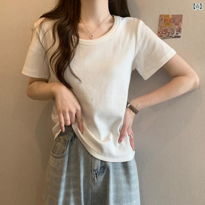 レディース　Tシャツ　半袖 大きいサイズ レディース 夏 ダーク グレー ストレート ショルダー 半袖 Tシャツ 太め mm お腹 カバー スリム ボ ティング シャツ 商品 トップス イン