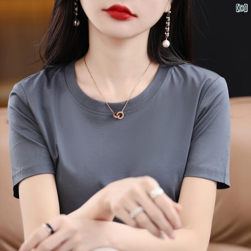 レディース　Tシャツ　半袖 国産 100 綿 Tシャツ レディース 130 両面 シルケット コットン 半袖 V 丸 首 ゆったり 大きいサイズ 夏 ストレート 肩 薄手