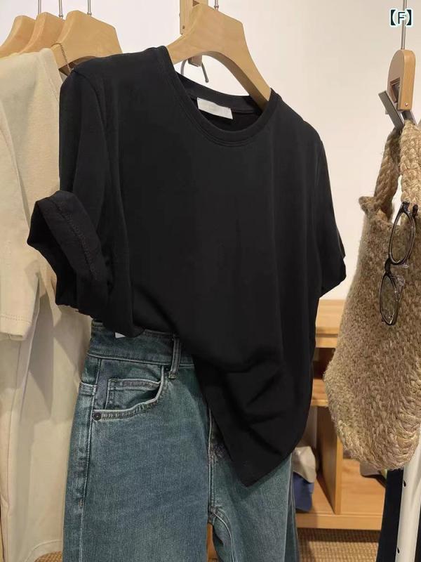 レディース　Tシャツ　半袖 大きいサイズ 200 斤 綿 起毛 Tシャツ レイヤリング シャツ レディース 春夏 秋冬 スタイル 重ね 着 万能 半袖 トップス