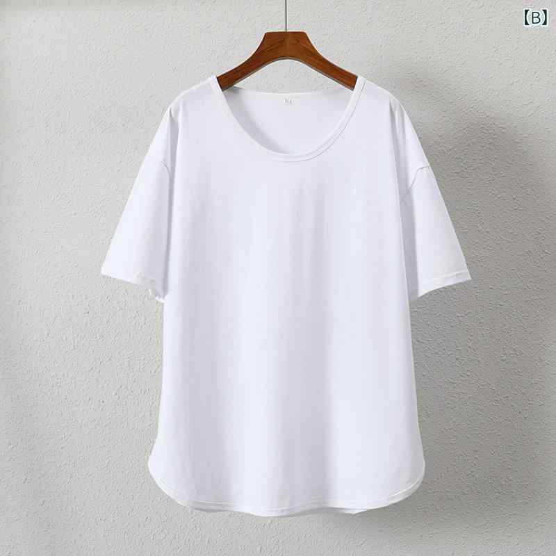 レディース　Tシャツ　半袖 300 特大 サイズ Tシャツ 女性 200ポンド 太った mm 夏 シンプル 無地 ラウンドネック ゆったり コットン ホワイト 半袖 トップス