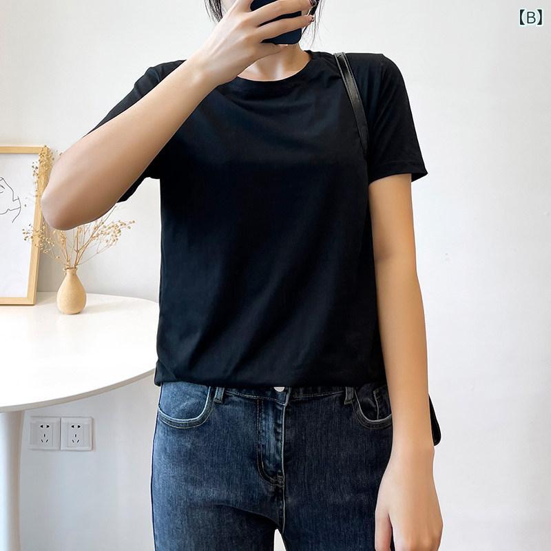 レディース　Tシャツ　半袖 COCO 大きいサイズ レディース 夏型 肌に 優しい 柔らかい 丸 首 Tシャツ 太め mm 薄手 万能 皮肉 無地 半袖