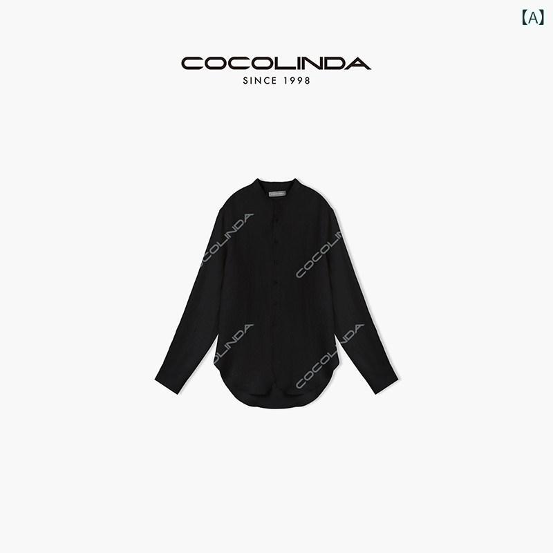 レディース　　シャツ　トップス COCOLINDA リネン 長袖 シャツ レディース 2024 秋 アウター おしゃれ 小さめ スタンドカラー ゆったり カーディガン｜SEIYUショップ