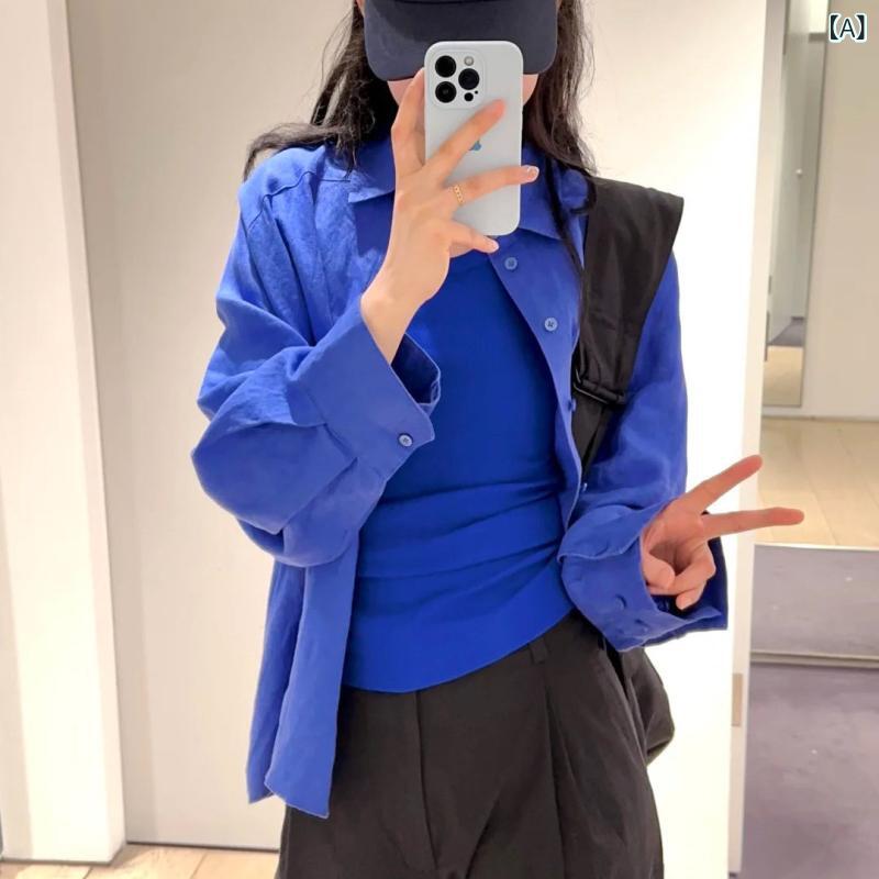 レディース　　シャツ　トップス COS レディース ゆったり リネン シャツ 女性 春 快適 無地 長袖 トップス 1266114001