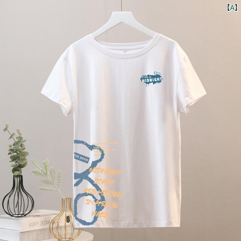レディース　　Tシャツ　ゆったり 大きいサイズ Tシャツ トップス 夏 太 MM 半袖 婦人服 200ポンド ゆったり 白 長袖 韓国 大熊 綿