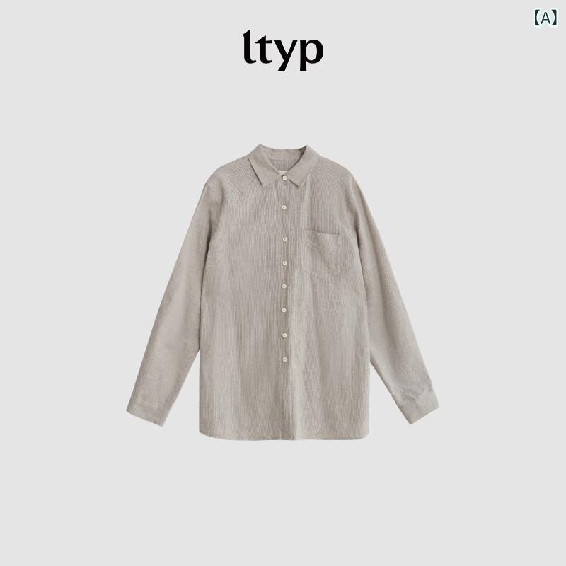 レディース シャツ トップス ltyp 旅行 リネン コットン 糸 染め レトロ シャツ オールド マネー スタイル 文学 レディース|SEIYUショップ