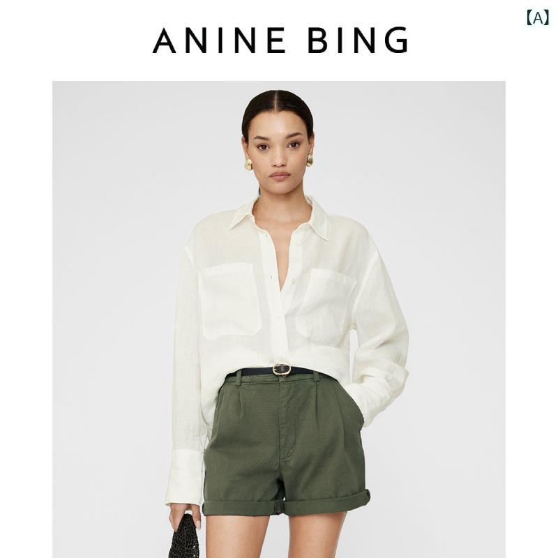 レディース　　シャツ　トップス ANINE BING DANTE 長袖 シャツ レディース アイボリー リネン