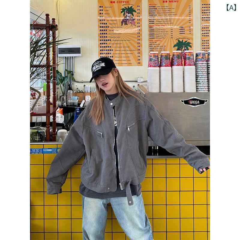 アウター　メンズ　ジャケット　パーカー CCYE アメリカン レトロ ウォッシュド ハリントン キャンバス ジャケット コート 男女 ストリート 春 ジッパー トップ