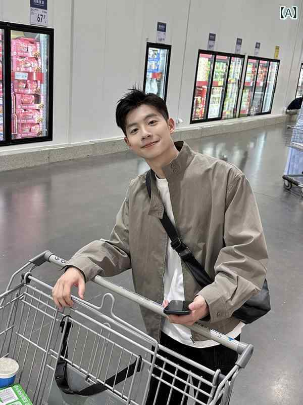 アウター メンズ 上衣 アノラック メンズ 照明ランプ色合い 上衣 点火装置 薄墨色 2025 春 韓国 心地よい トップス