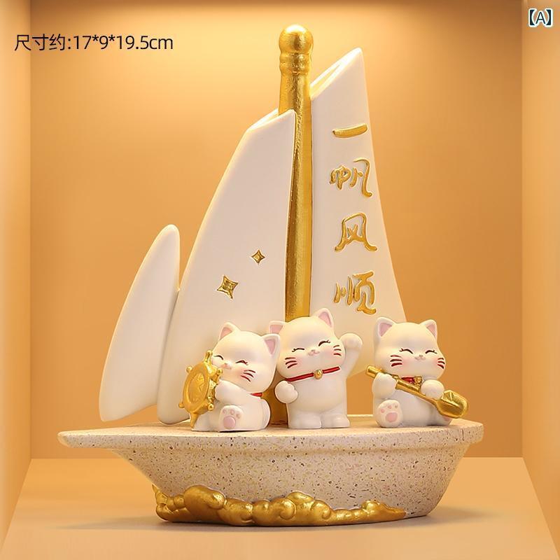 ホビー　雑貨　装飾品 順風満帆の 招き 猫の 帆船 飾り リビング ルームの テレビキャビネット ワイン キャビネット オフィスの 装飾 新築 祝いの 贈り物