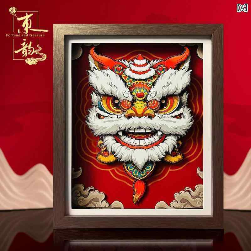 雑貨　装飾品　 手 切り 紙 獅子舞 チャイナ風 無形 文化 遺産 卓上 装飾品 富を 呼び寄せ 贈り物を 贈る 創造的な 贈り物
