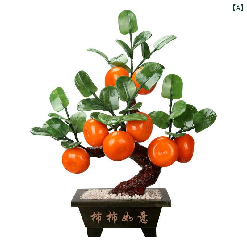雑貨　装飾品　 翡翠 彫刻 柿の 木 柿 如意 装飾品 リビング ルーム 新 チャイナ風 ポーチ 装飾