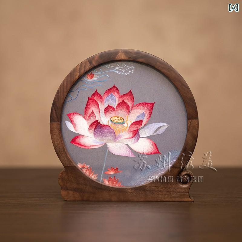 雑貨　装飾品　 蘇 州 刺繍 装飾品 民族 風 ギフト 特徴的な 両面 小さい テーブル チャイナ風 ビジネス お土産