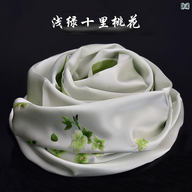 雑貨　装飾品　 成都 特産 四川 蜀 刺繍 スカーフ 土産 チャイナ風 桑 絹 シルク 人への 贈り物