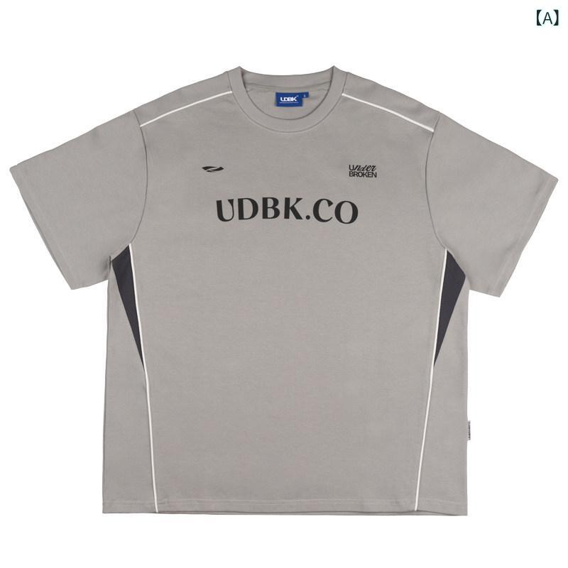 ティーシャツ メンズ 今めかしい アンダー 殴ることクン UDBK アメリカン レトロ 運動競技 編み目  半袖 二人組 心地よい ティーシャツ