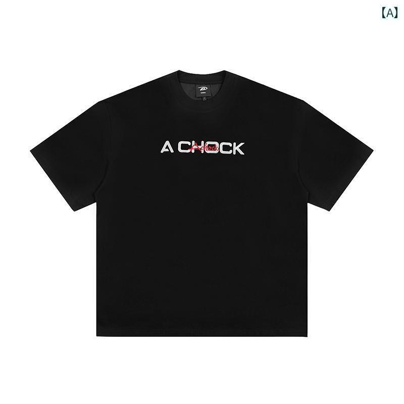 Tシャツ　メンズ　おしゃれ 【 Achock ストア】 アメリカン 刺繍 半袖 Tシャツ 男女兼用 25 ss ヒップ ホップ ゆったり