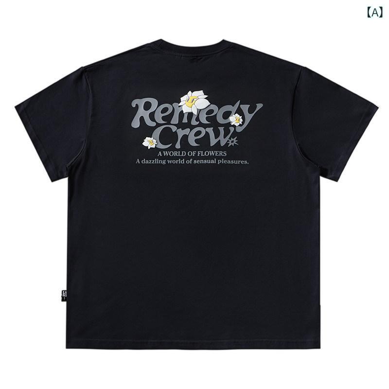 Tシャツ　メンズ　おしゃれ レメディー アメリカ ソロ ナ クール Tシャツ 夏 丸 首 ゆったり カップル 半袖 男女兼用