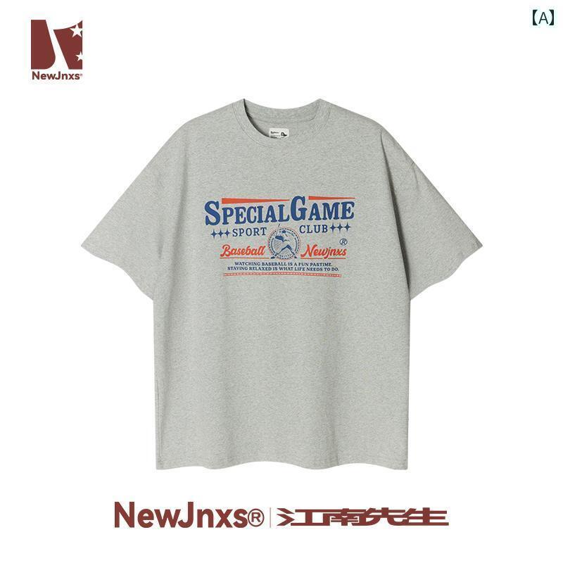 Tシャツ　メンズ　おしゃれ 江南さん NewJNXS アメリカン レトロ 野球 文字 プリント 半袖 Tシャツ ゆったり 厚手 夏