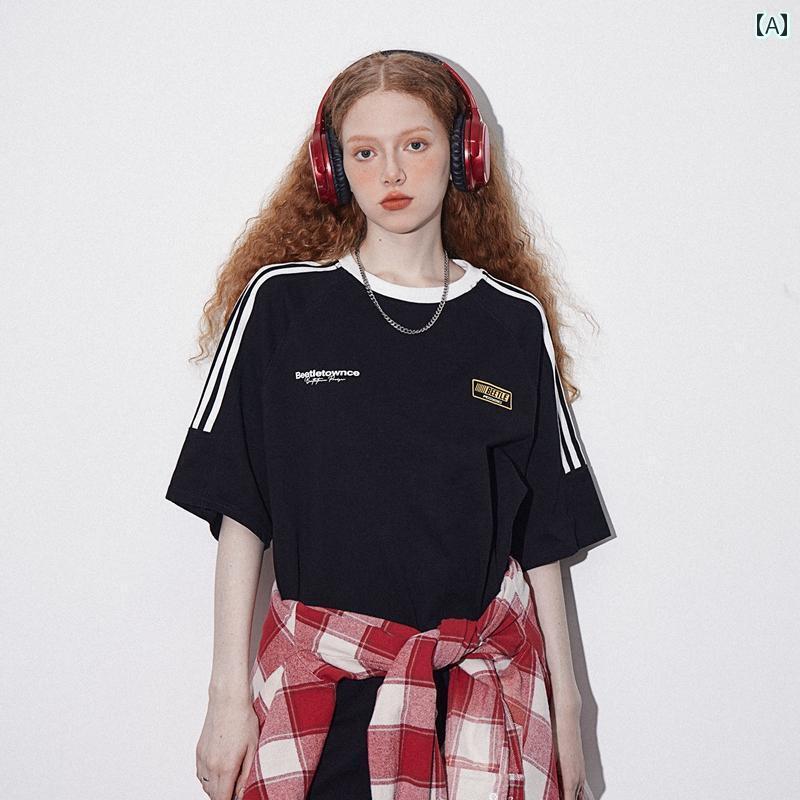 Tシャツ メンズ おしゃれ BEETLE TOWN ナショナル アメリカン レトロ 半袖 Tシャツ 男女兼用 夏 カップル ストリート ハーフスリーブ