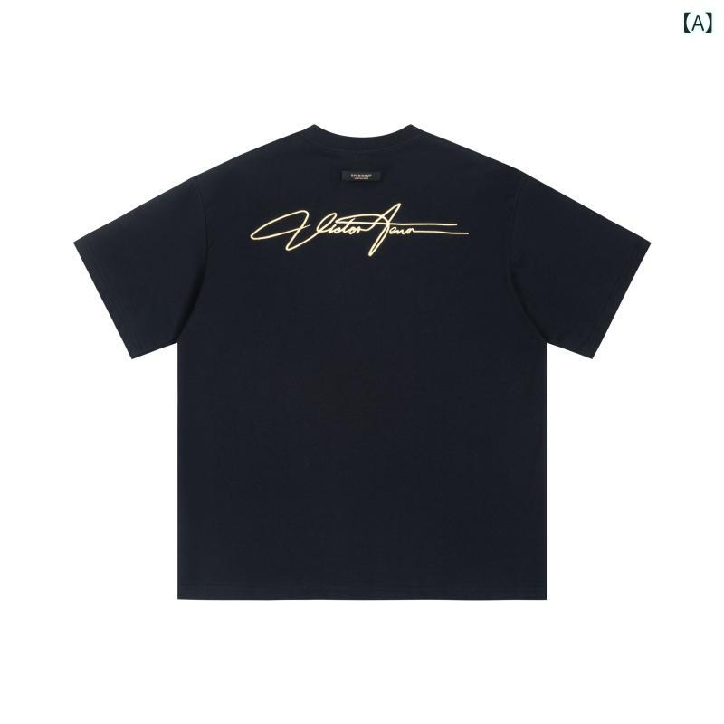 Tシャツ　メンズ　おしゃれ Endweep オフィシャル ストア アメリカン スタイル ワンピース 刺繍 半袖 夏 ゆったり Tシャツ カップル トップス