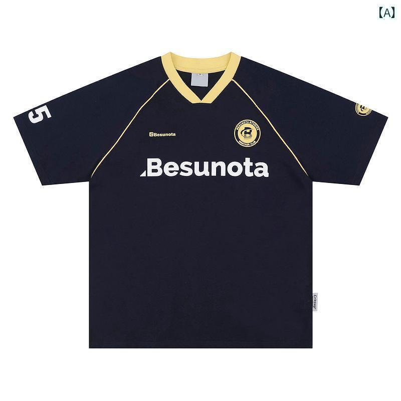 Tシャツ　メンズ　おしゃれ cuwu アメリカン レトロ スポーツジャージ スタイル Vネック 半袖 Tシャツ 男女兼用 夏用 ゆったり プリント トップス