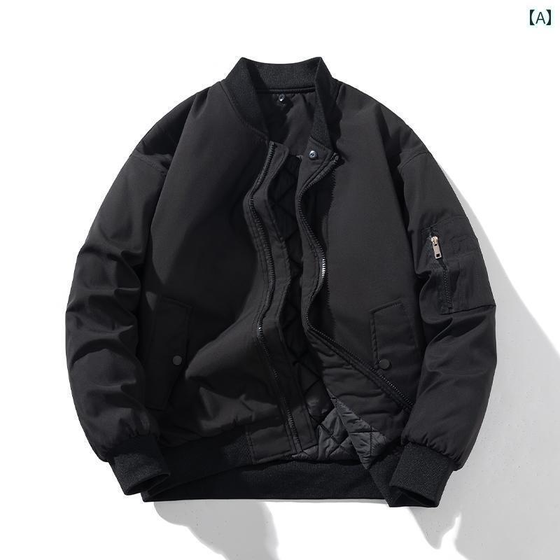ジャケット　パーカー　メンズ　シンプル 春秋冬用 クリーン フィット パイロット ジャケット 男女 ゆったり 厚手 野球 綿 コート アメリカン スタイル