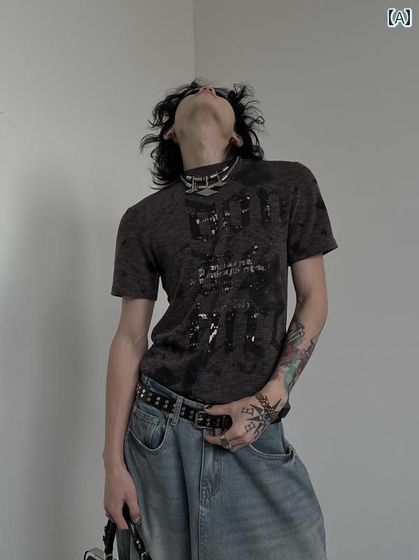 Tシャツ　レディース　かわいい SOULWORKER アメリカン パンク ヒップ ホップ ジェンダーレス Tシャツ 文字 プリント スリムフィット 半袖 男女兼用