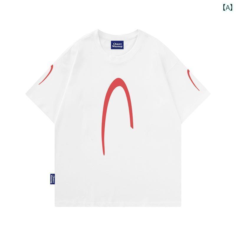 Tシャツ　レディース　かわいい CHAO WASSUP アメリカン ストリート レター プリント 男女兼用 半袖 Tシャツ 夏 ゆったり ラウンドネック カジュアル トップ 4,767円